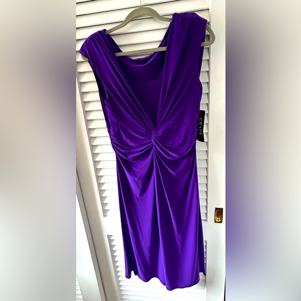 NWT CHAPS PURPLE RUCHED PULL OVER DRESS  SIZE L